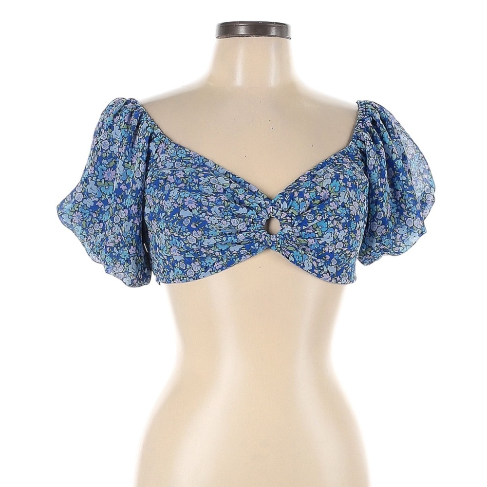 Wild fable floral puff sleeve crop top